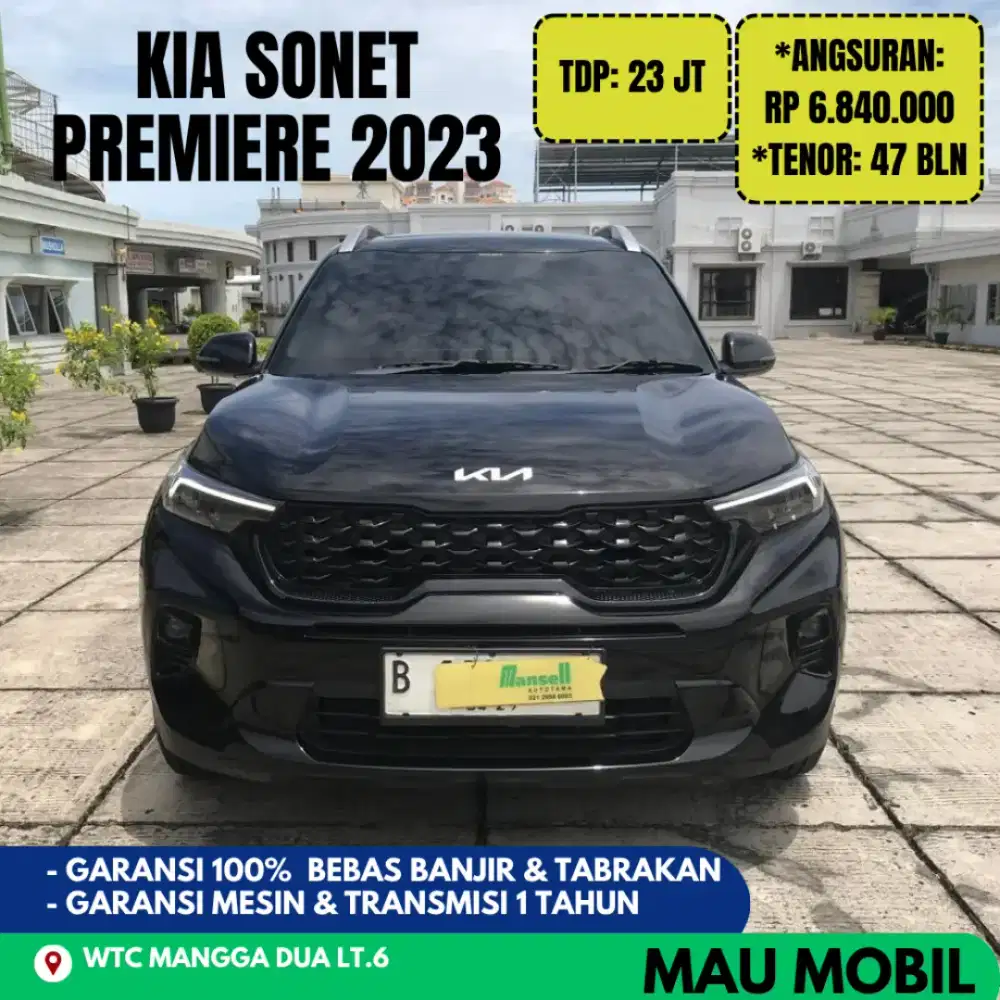TDP 23JT, KIA Sonet Premiere 5 Seater 2024/2023 Hitam, KM 20rb
