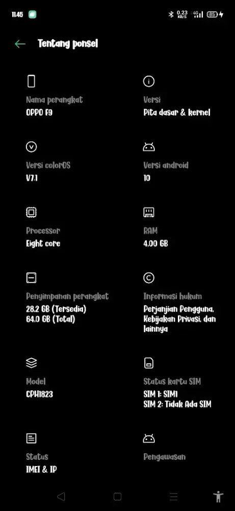 Oppo f9 4/64 resmi