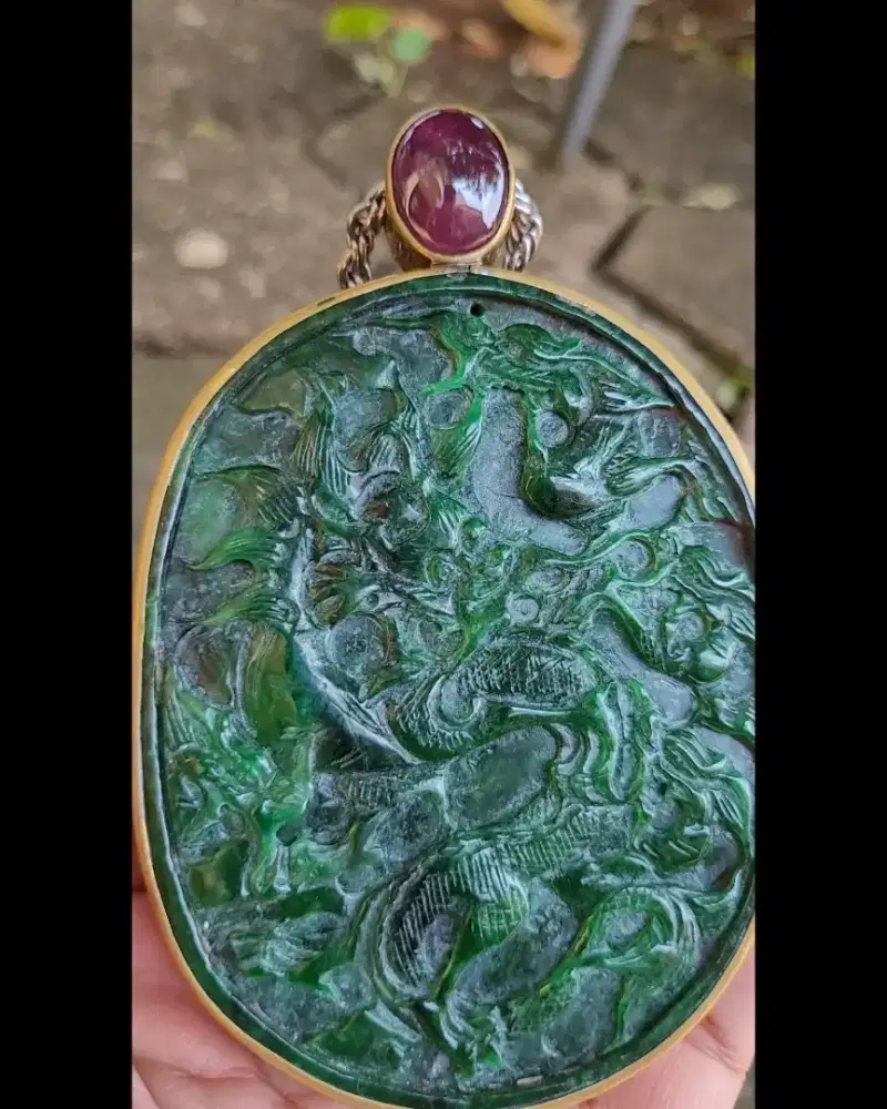 Giok burma natural kombinasi ruby