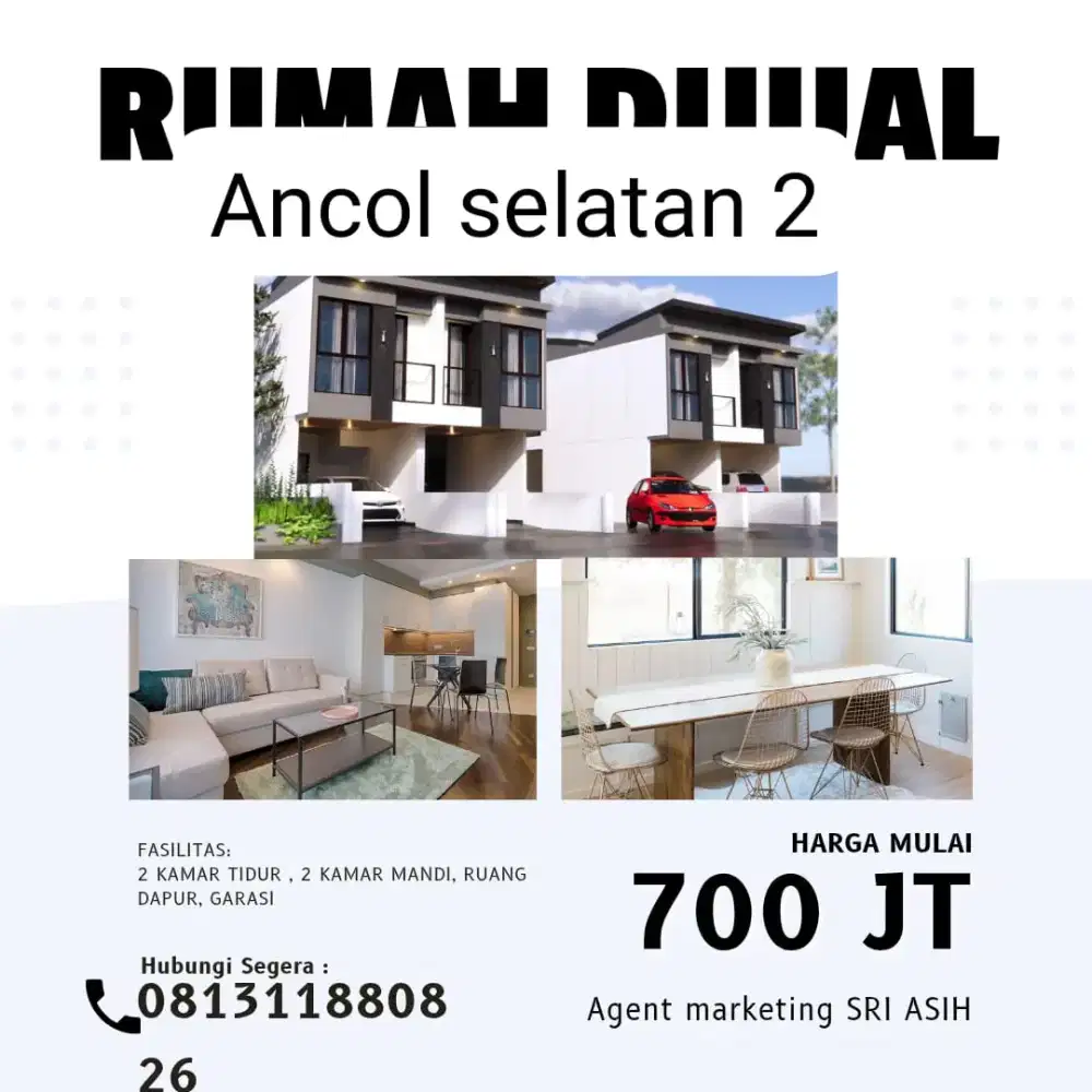 Rumah murah 600jt carport Ancolselaotan 3menit sekolah santa Cicilia