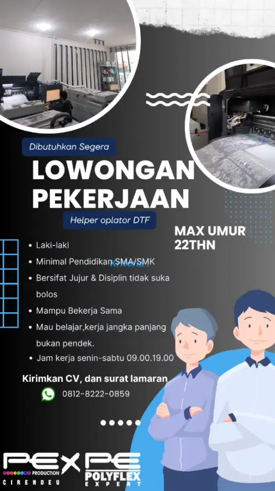 LOWONGAN KERJA HELPER OPLATOR DTF