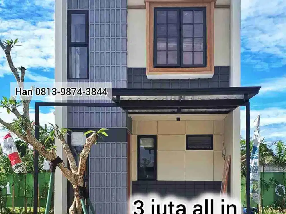 rumah 2 lantai. cukup bayar 3 juta all in surat surat. free kanopi