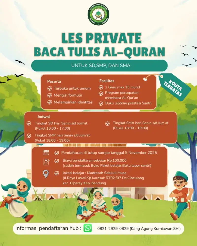 Les private baca tulis Al-Qur'an