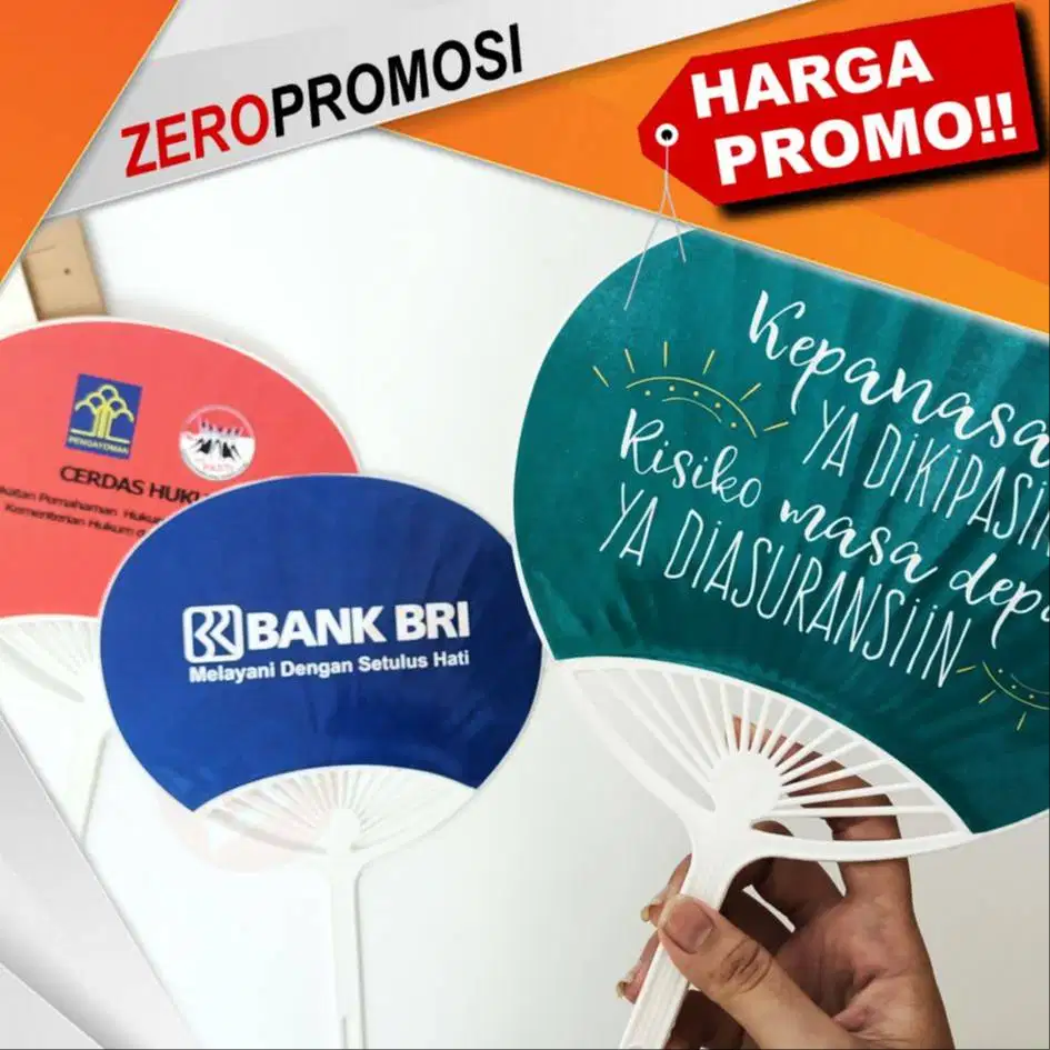 Souvenir Kipas Kerang Sticker Custom Logo Desain