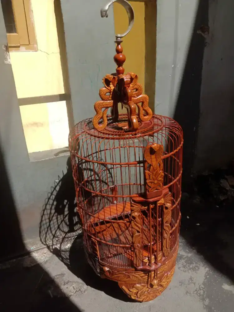 Sangkar kandang Anis ukiran Jati