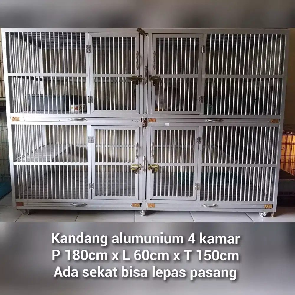 Kandang kucing alumunium 4 kamar / pintu