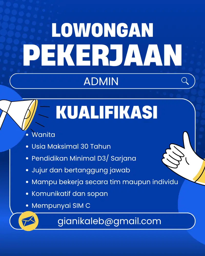 Dibutuhkan ADMIN Segera.