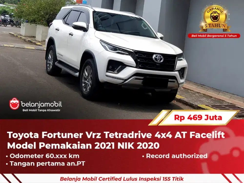 [ GARANSI 5TH ] Toyota Fortuner Vrz Tetradrive 4x4 Facelift 2020 2021
