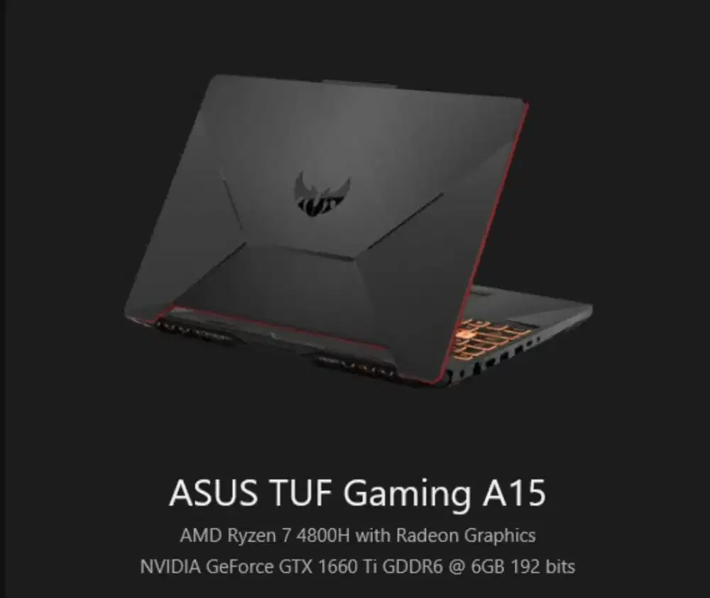 Asus tuf A15. Ram 16Gb. RTX 1660TI