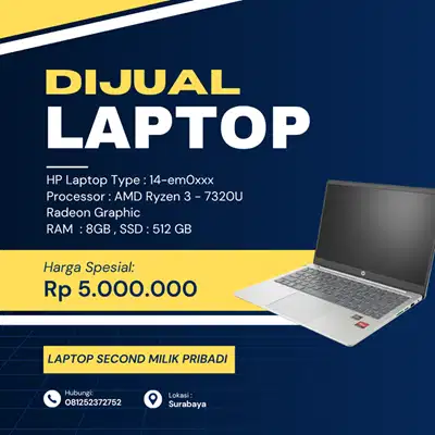 DIJUAL LAPTOP SECOND [HP-14 EM0XXX] SEPERTI BARU !!!