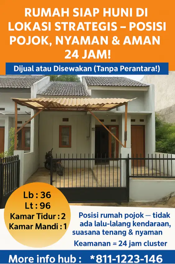 Jual/Sewa Hunian Strategis & Aman, Cocok Keluarga Muda dan Anak Kampus