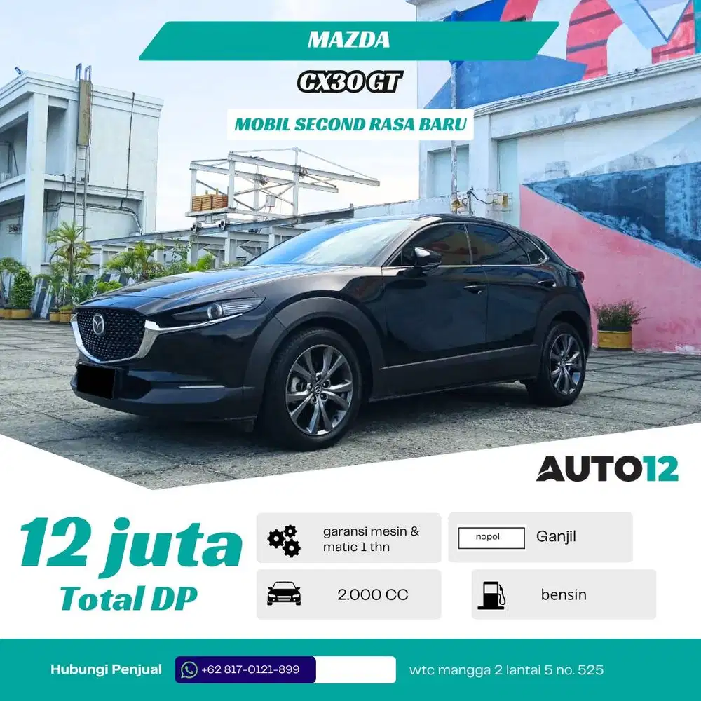 Mazda CX 30 GT AT 2022 Hitam, TDP 12Juta - Mobil Second Rasa Baru!!!