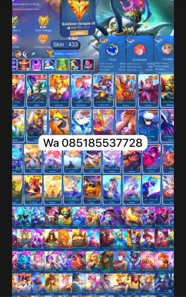 Jual akun ml sultan