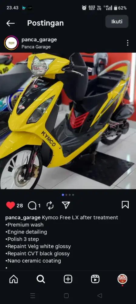 Kymco free lx 2007 rawatan