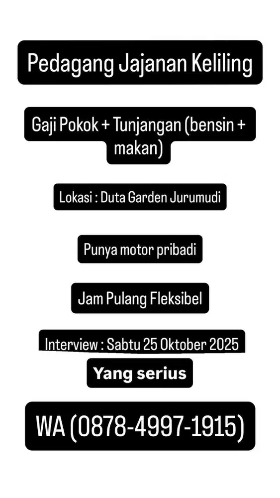 Dicari Pedagang Jajanan Keliling
