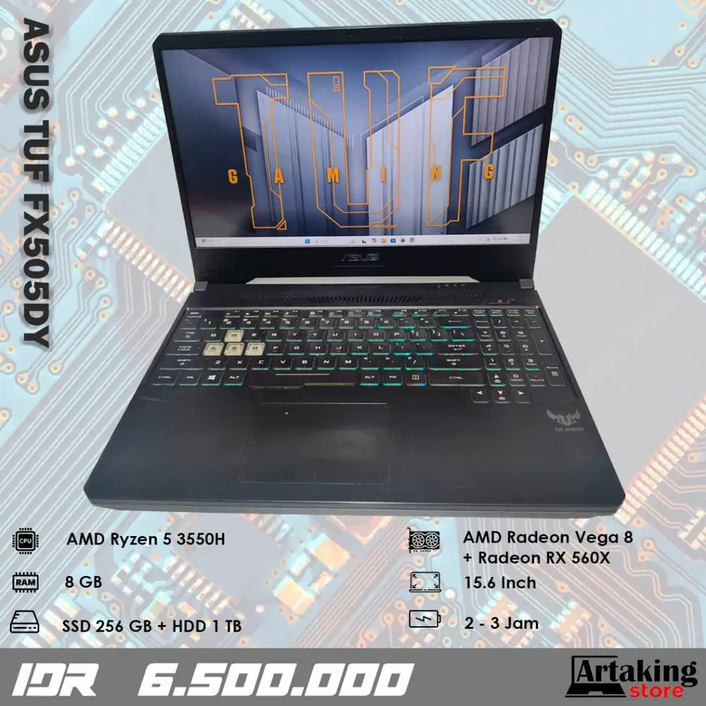 SERI GAMING - Asus Tuf FX505DY - Ryzen 5 - Ram 8 GB - SSD 256 GB - Dou