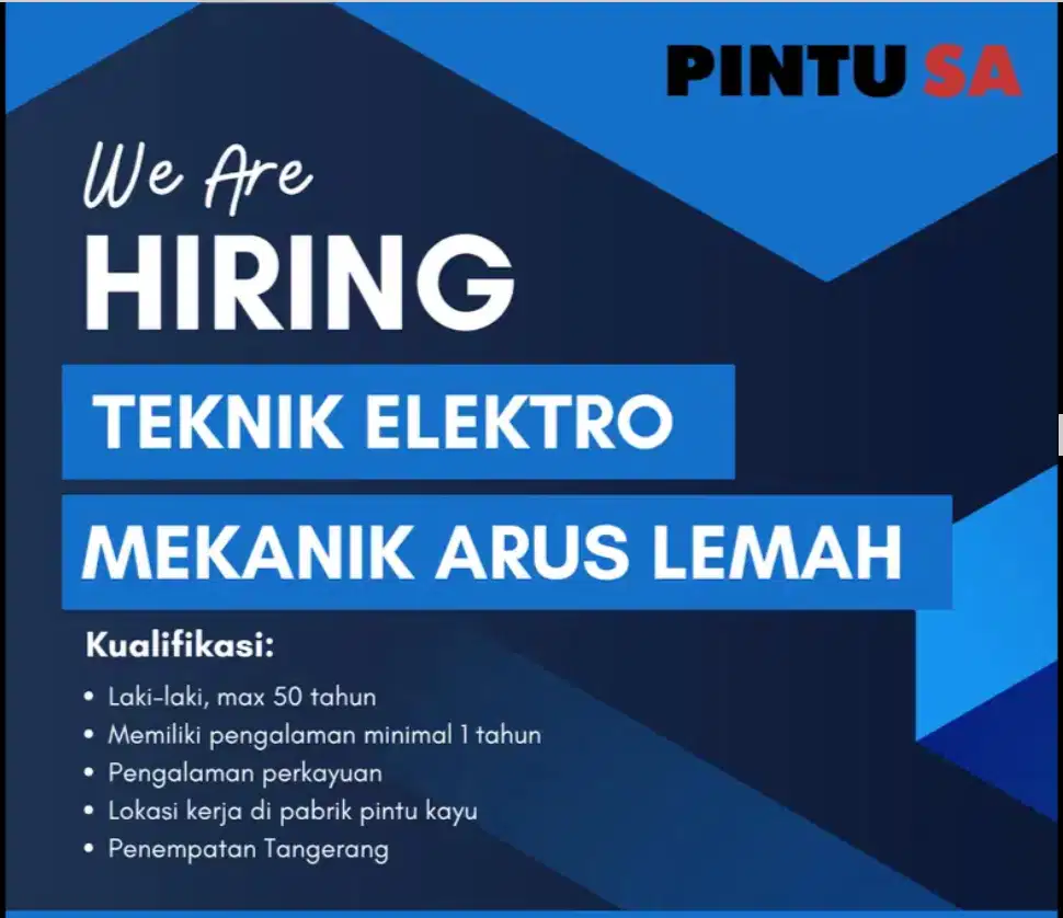 DIBUTUHKAN SEGERA: Mekanik Arus Lemah