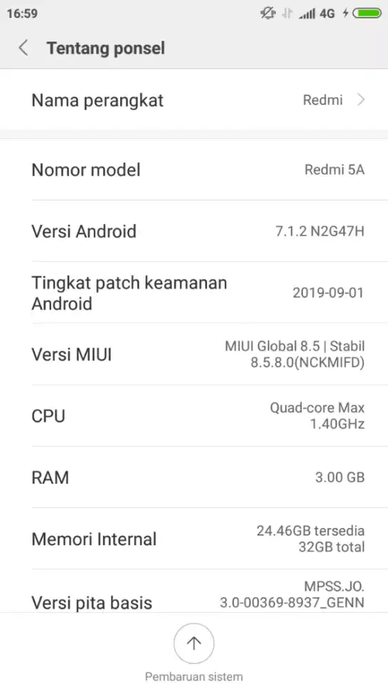 Redmi 5A Ram 3/32gb