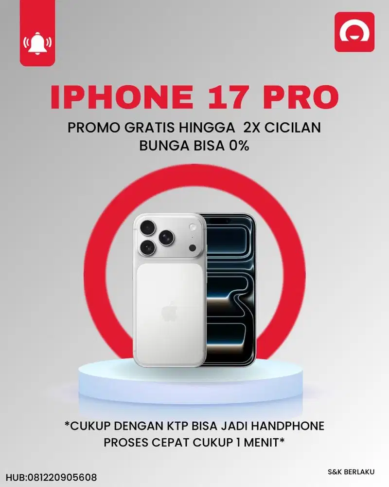 Cash kredit iphone 17 pro promo handphone 0% gratis 1x cicilan