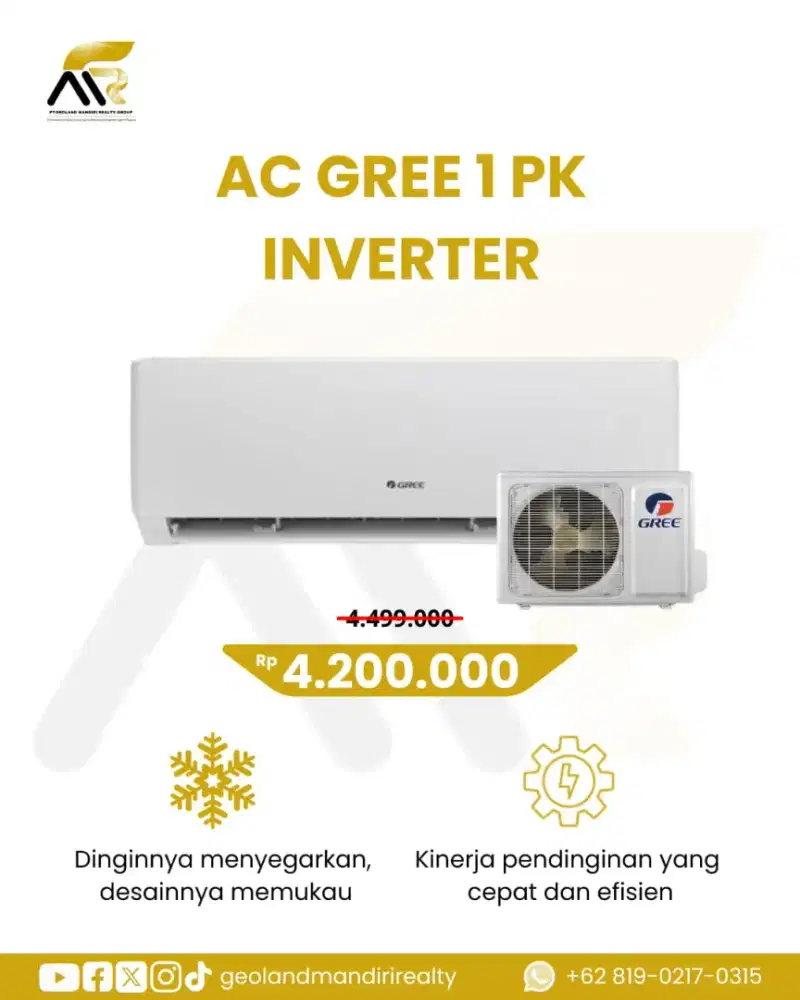Harga Spesial! AC GREE 1 PK Inverter Cuma Rp 4.200.000!