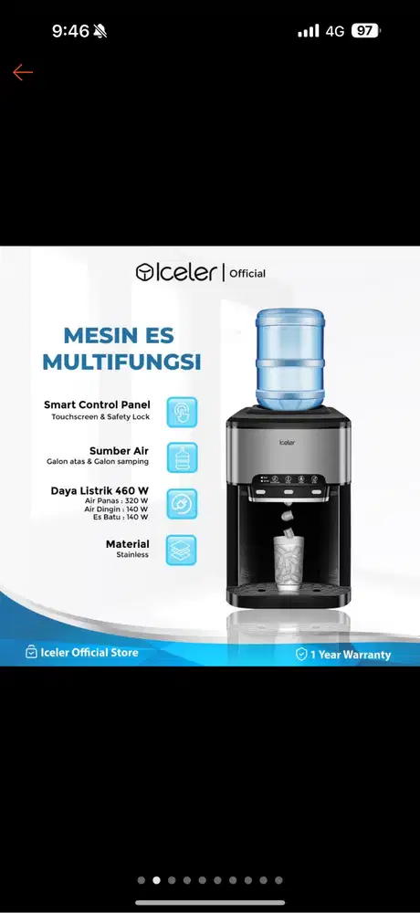 Iceler dispenser es air dingin panas