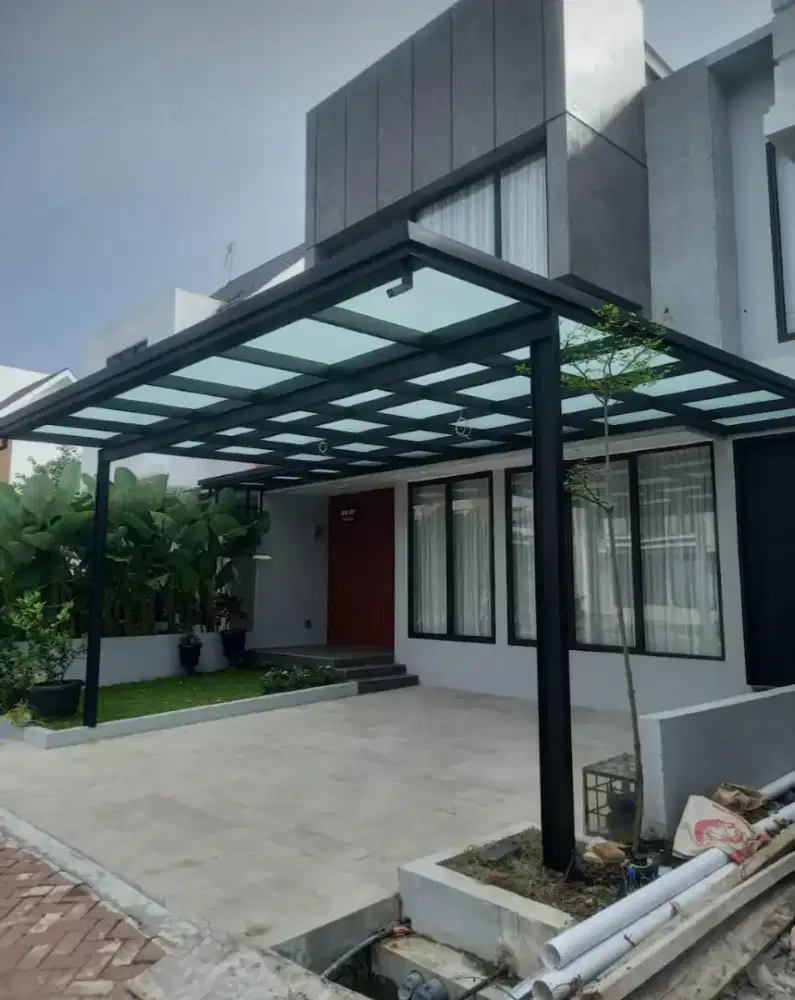 Kanopi atap kaca tempred glass