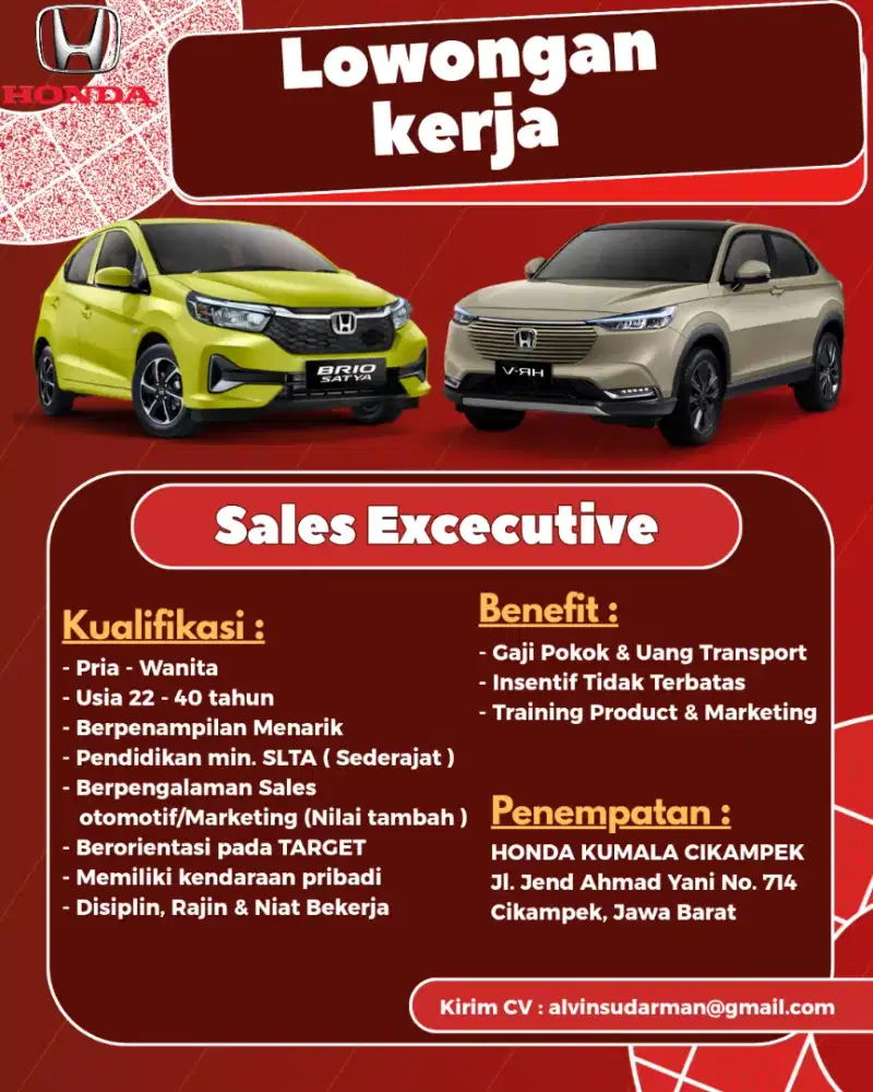 LOKER SALES HONDA
