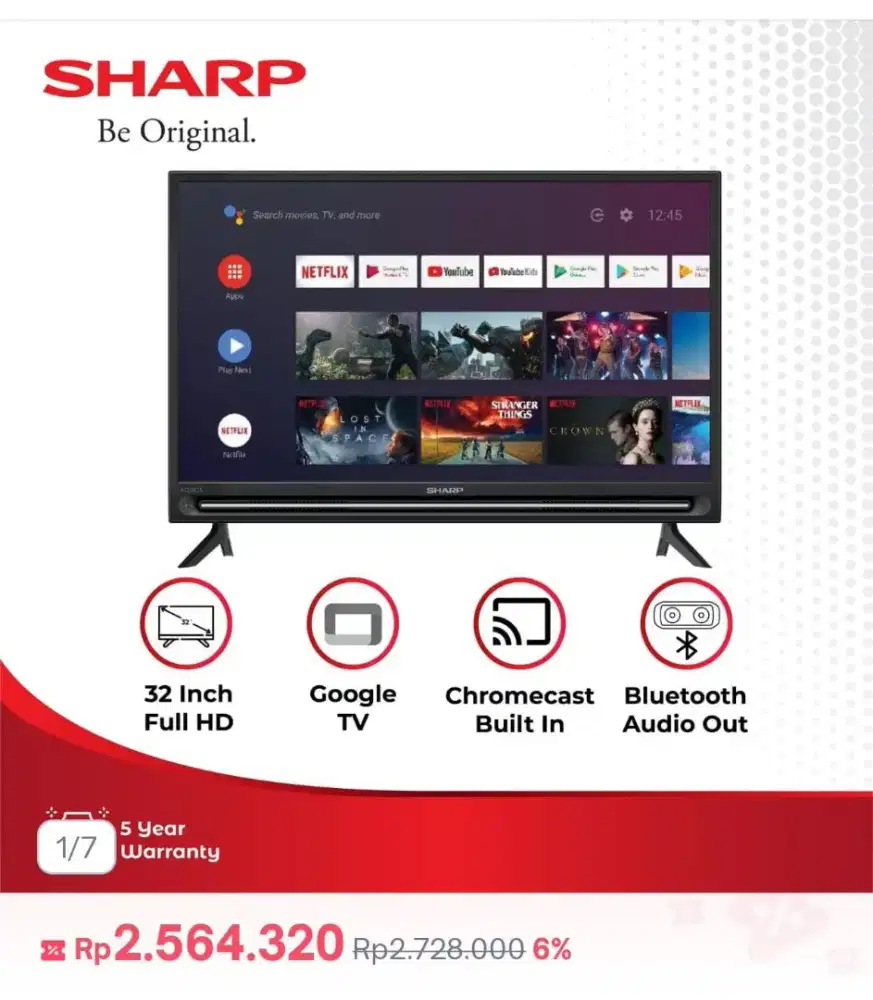 Di jual Google TV 32 inch merk sharp