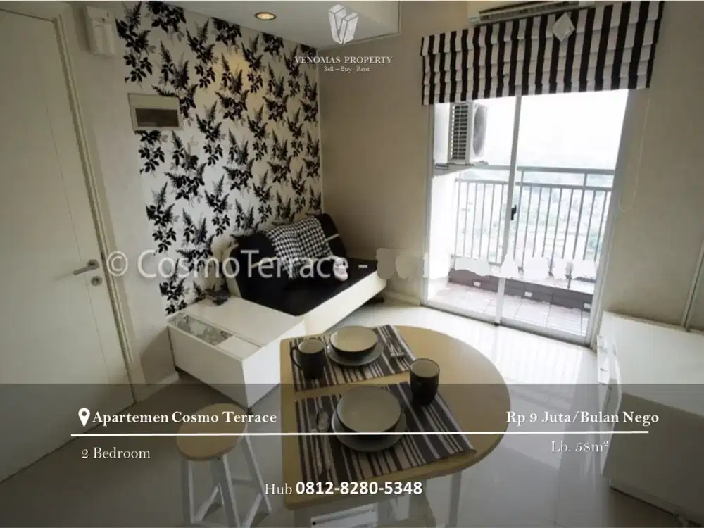 Disewakan Apartment Cosmo Terrace Middle Floor 2BR Furnished View CIty
