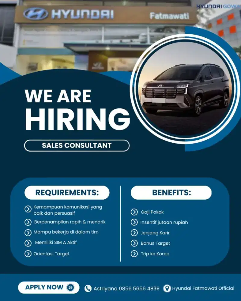 We Are Hiring..Sales Marketing Otomotif