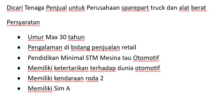 Lowongan Sales Sparepart Truck dan Alat Berat