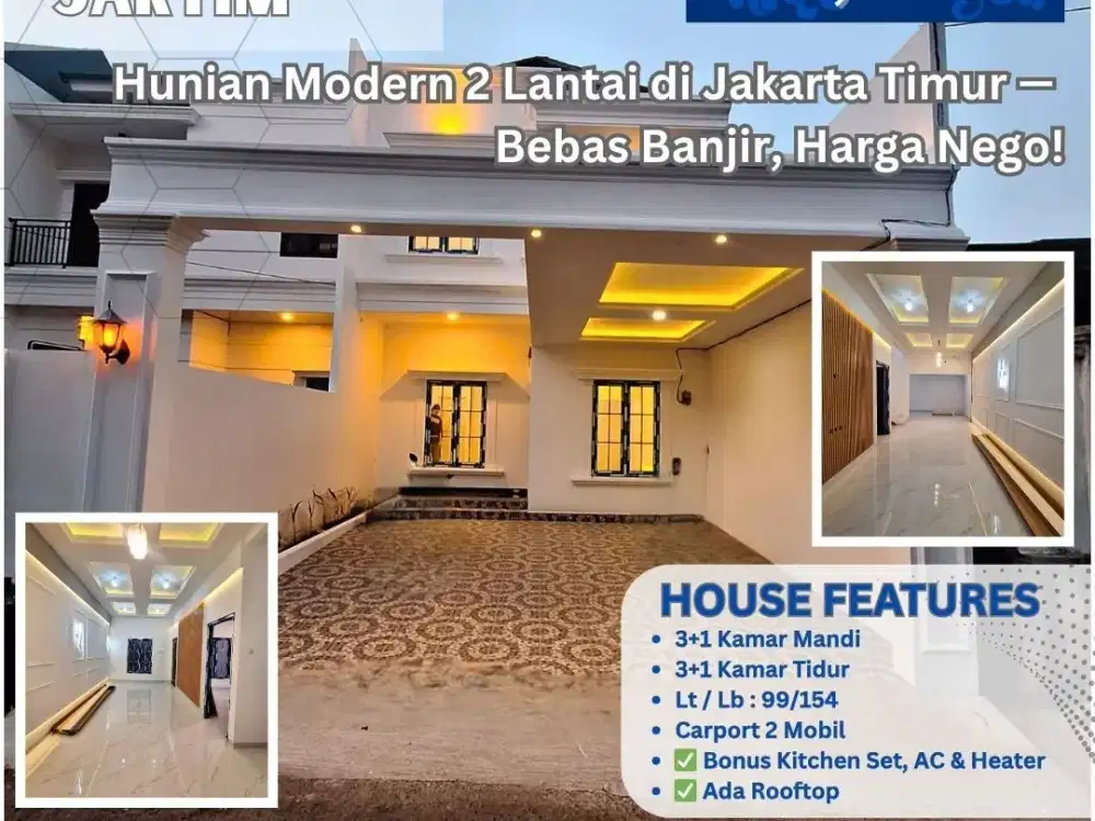 “Rumah 2 Lt Modern Pondok Bambu, Bonus Kitchen Set & Water Heater” ZN5