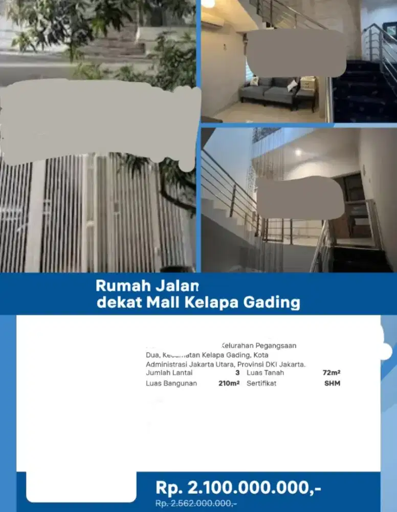 Dijual Rumah Dekat Mall Kelapa Gading