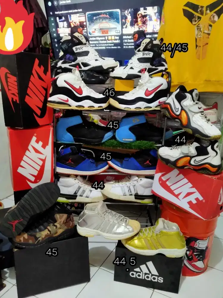 Sepatu Basket Vintage Bigsize 44-45-46 Nike Jordan,Reebok,Adidas