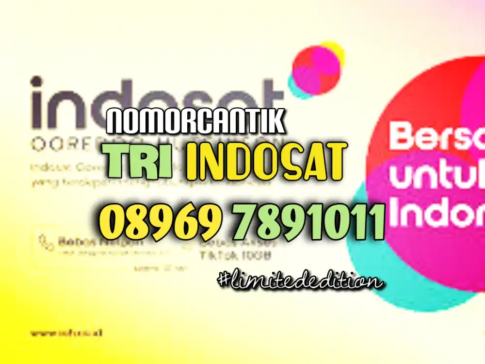 (bisa COD) Nomor CANTIK kartu TRI INDOSAT HOKI NAIK 7891011 #02