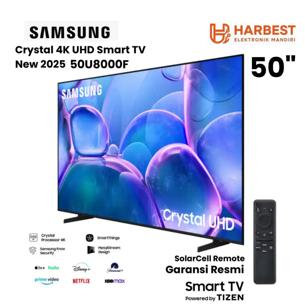 NEW 2025! SAMSUNG Crystal 4K UHD 50 Smart TV 50U8000F TizenOS HDR10+