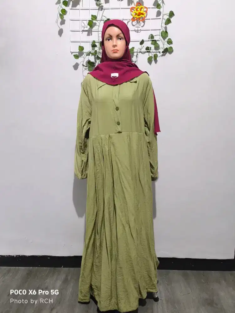 Gamis Polo Linen Sage Second