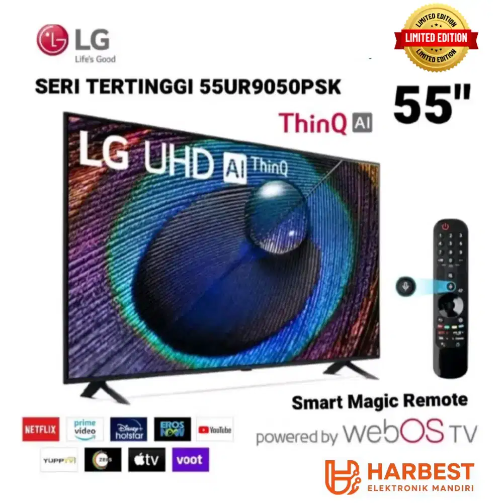 SERI TERTINGGI! LG 4K UHD Smart TV 55 WebOS 55UR90500PSK Magic Remote
