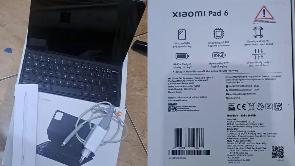 XIAOMI PAD 6 8GB/256GB INC. KEYBOARD, STYLUS, CHARGER ORI