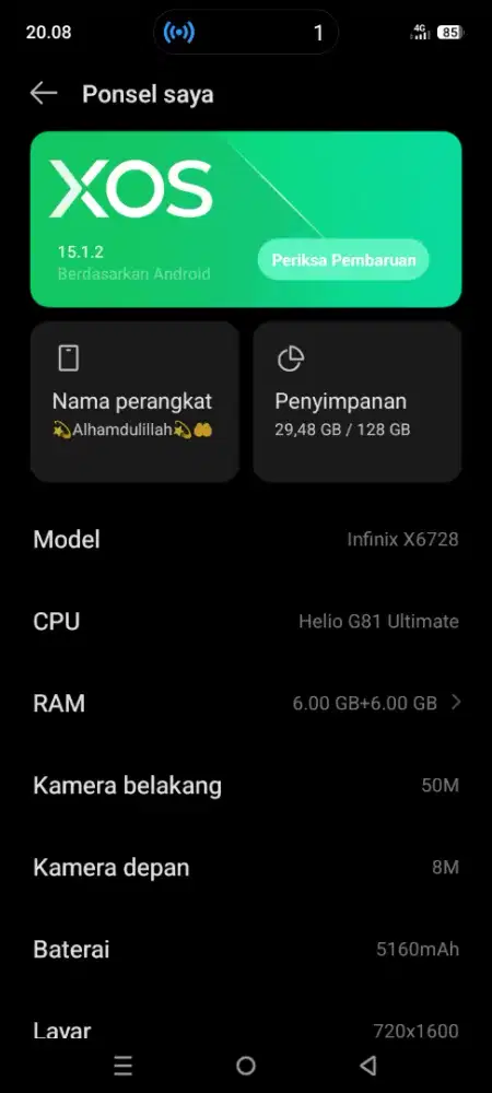 Hp Infinix Hot 60i Ram 6+6/128gb.