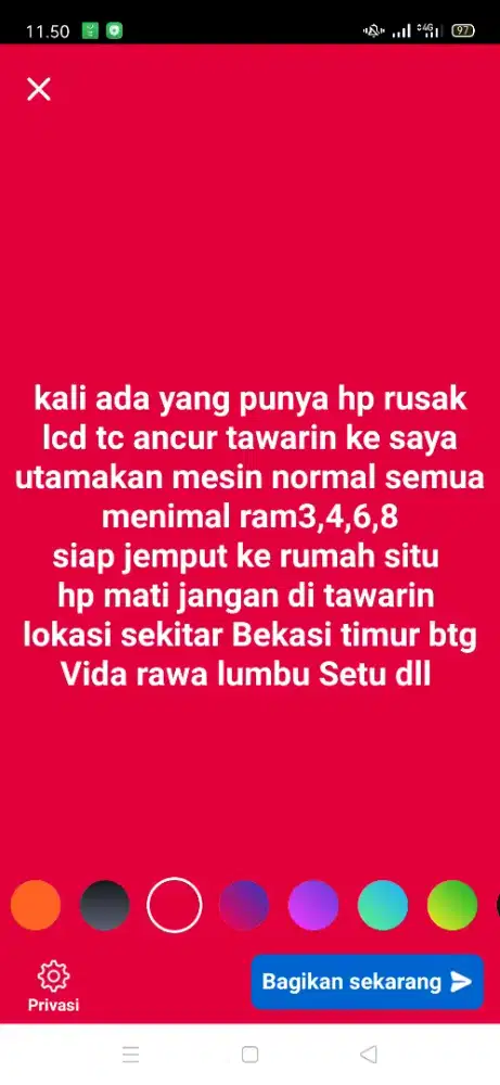 Di cari hp rusak lcd