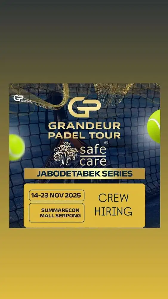 Dicari CREW untuk event Padel