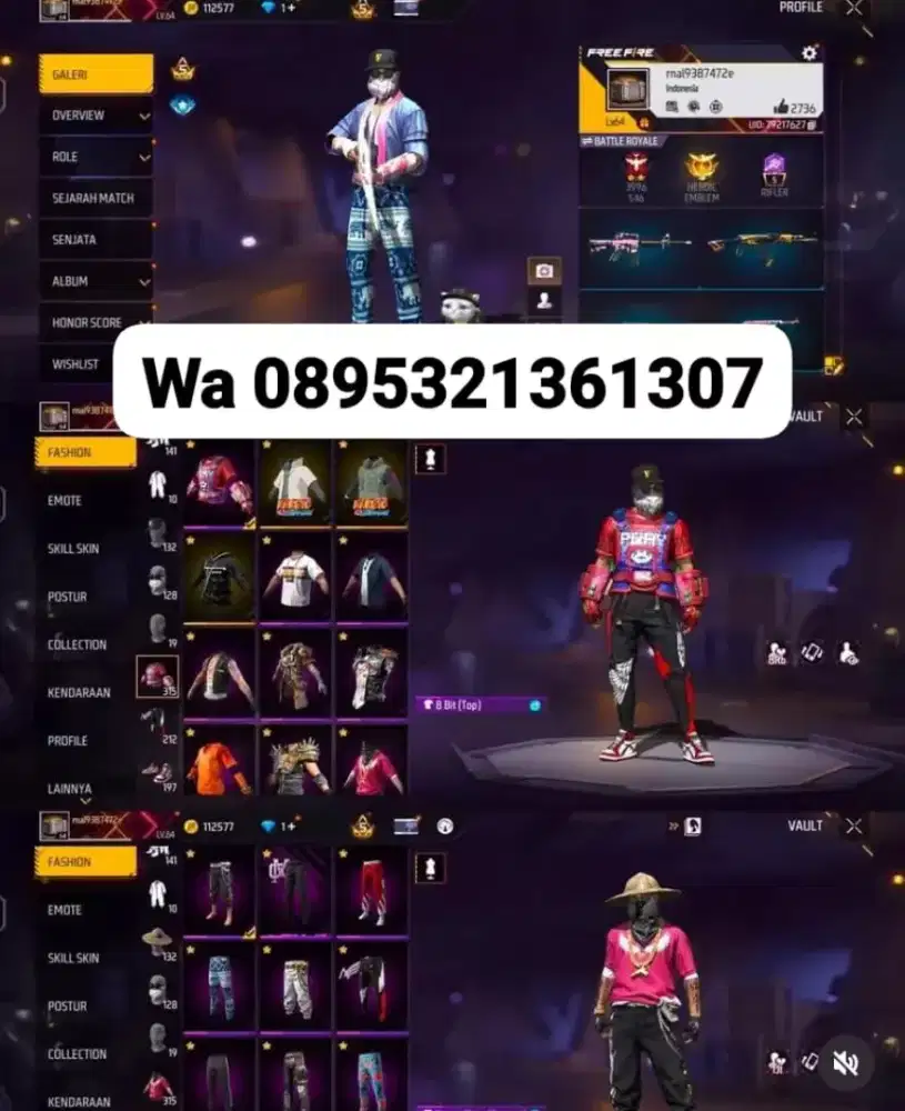 Jual akun ff sultan