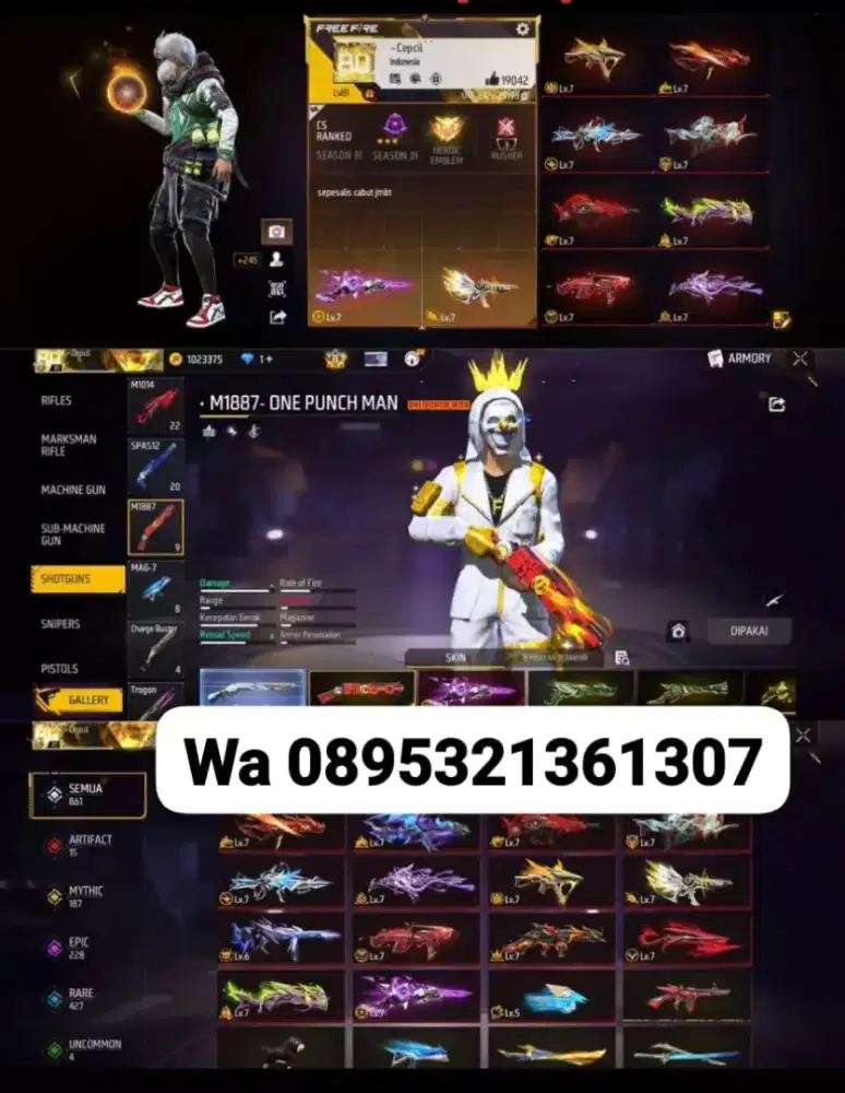 Jual akun ff sultan