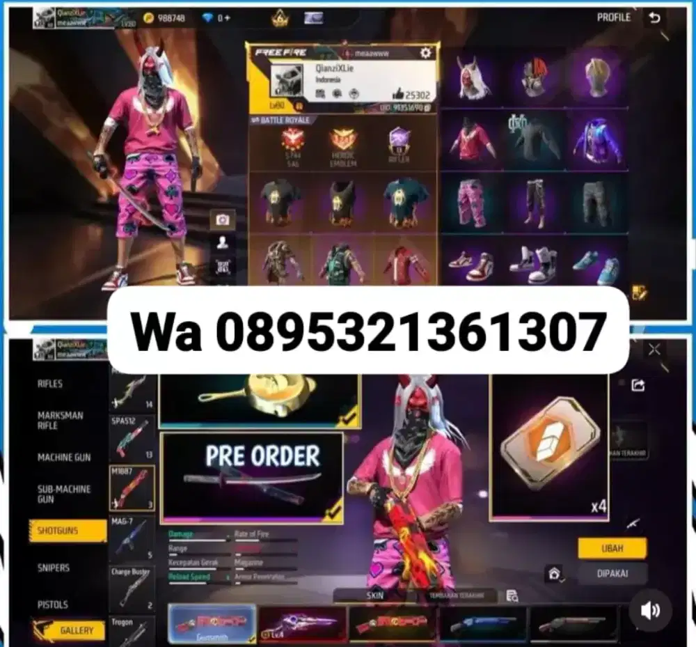 Jual akun ff sultan