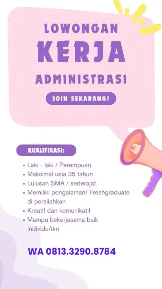 Dibutuhkan staff administrasi