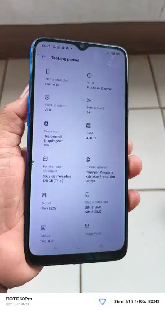 Realme 5s   4/128  mnus retak sehelai normal smua orian