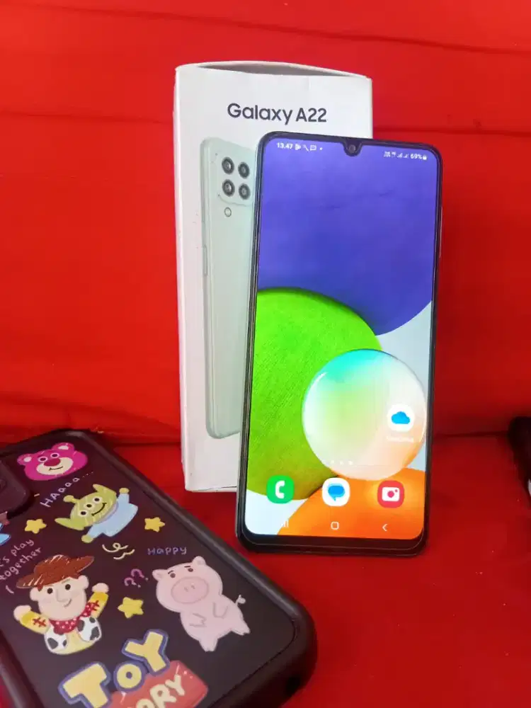 Samsung A22 ram 6gb +6/128gb lengkap mulus segel bonus