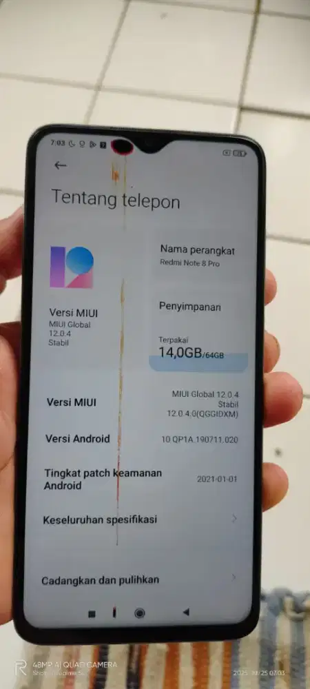 Redmi not 8 pro  6/64 mnus noda merah di layar segel orian mlus NFC