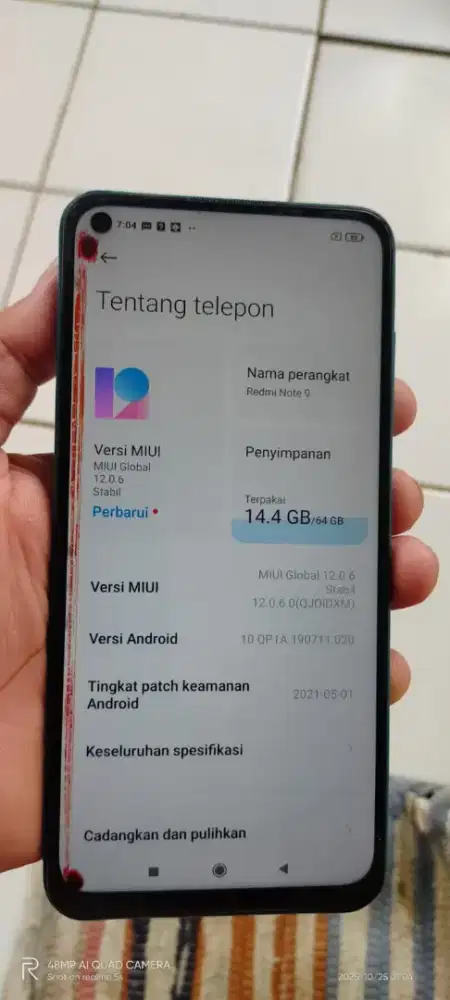 Redmi not 9   4/64 mnus noda merah normal smua